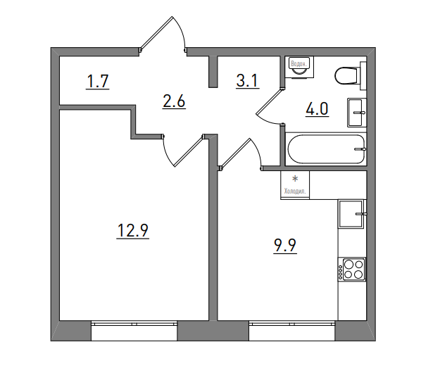 планировка квартиры 34 м2